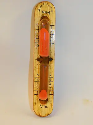 Antique Vintage 5 Min Kitchen Hourglass SAND TIMER Wooded Wallmount GERMANY • $21.95