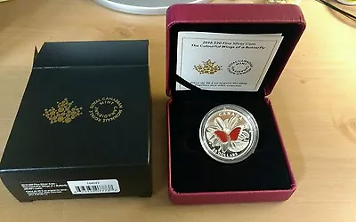 $145 • Buy 1 Oz. Pure Silver Coin – Colourful Wings Of A Butterfly – Canada (2016)