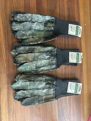 3-Pair Knight&Hale Nylon Mesh Hunting Gloves OSFM Mossy Oak Camo Sure Dot Grip • $8.99