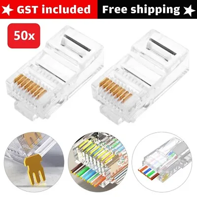 50X RJ45 Pass Through CAT6 Connector Modular Plug CAT5e CAT5 Network Ethernet AU • $8.30