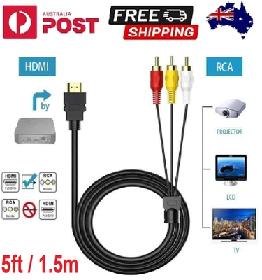 HDMI Male To 3 RCA TV HDTV DVD 1080P Audio S-video AV Cable Cord Line Adapter AU • $10.49