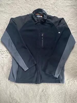 QUIKSILVER Jacket Men's Size XL Full Zip POLAR FLEECE Black Gray Logo Pockets • $20