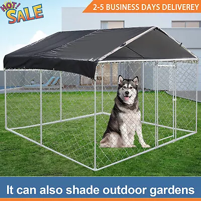 NEW 10 X 10FT Outdoor Pet Dog Cage Backyard Cage W/ Cover Kennel Metal Pet House • $244.78