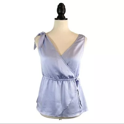 Banana Republic Blue Sleeveless Blouse Maya Wrap V-Neck Top Size XSP • $21