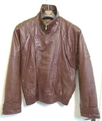 Brand New Vintage 80's Leather Bomber Jacket Size M Motorcycle Style • $49.27