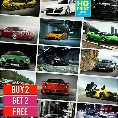 62 SUPER CAR POSTERS PRINTS SPEED RACING ART PICTURE WALL JDM Muscle Euro Cars • £8.99