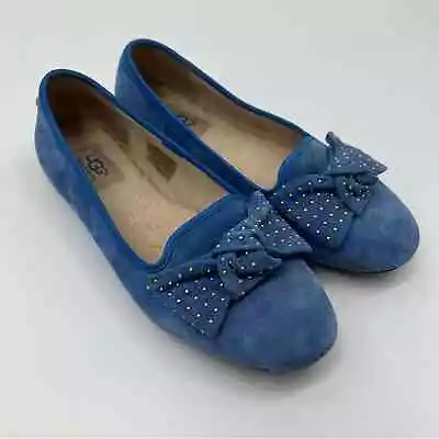 Ugg Australia Alloway Studded Bow Flats Blue Suede • $30
