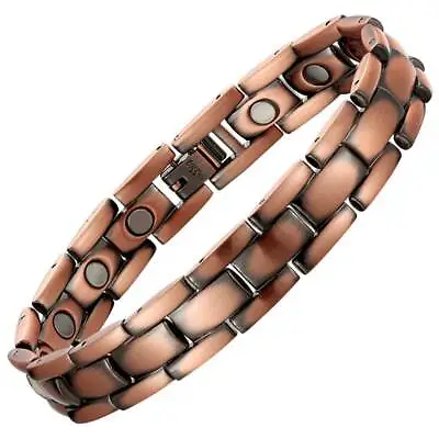 Brickwork Style Copper Link Magnetic Pure Copper Mens Bracelet • £24