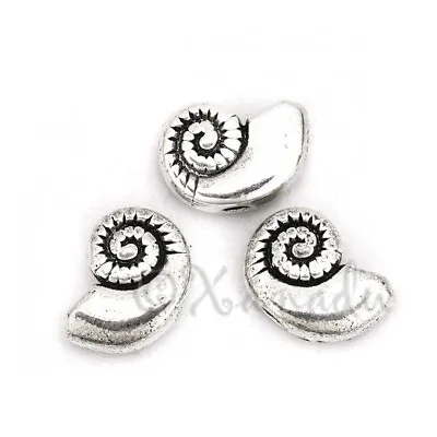 $2.50 • Buy Seashell Beads 11mm Antiqued Silver Plated Conch Spacers B5700 -10, 20 Or 50PCs