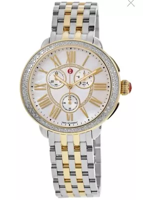 New Michele Serein Chronograph 2-Tone 18K Gold-Plated Diamond Watch MWW21A000069 • $1299