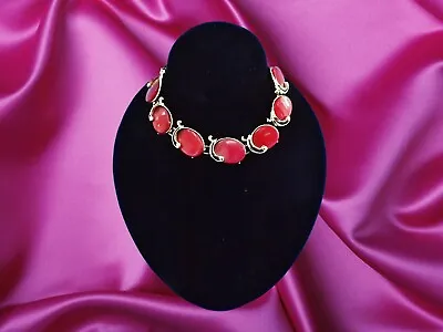 Vintage Mac-Allan Red Stone Necklace Choker 12  Gold Tone Collar Signed • $14.88