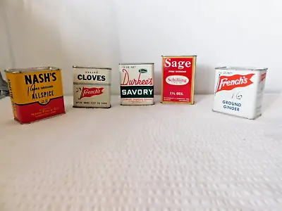 Lot Of 5 Vintage Metal SPICE TINS ~NASH'SDURKEE'SFRENCH'SSCHILLING-UNOPENED! • $24