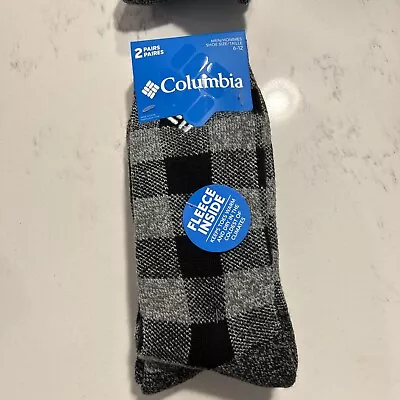 NWT Columbia Men's 2Pk Thermal Fleece Lined Socks Black Size 6-12 MSRP $16 • $9.99