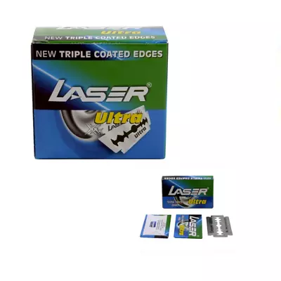 100 X LASER Ultra Double Edge Safety Razor Blades With Triple Coated Edges BLADE • $22.14