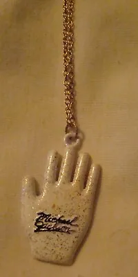 Vtg 1980s Michael Jackson White Glove Metal Enamel Pendant Necklace 17  • $9.99
