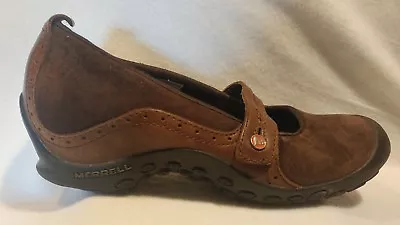 MERRELL PLAZA BANDEAU DARK  TAN TAUPE Wedge Mary Jane Loafers Shoes Size 7.5M • $19.99