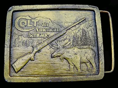 Colt Gun Firearms Moose Indiana Metal Craft Vintage Belt Buckle • $17.50