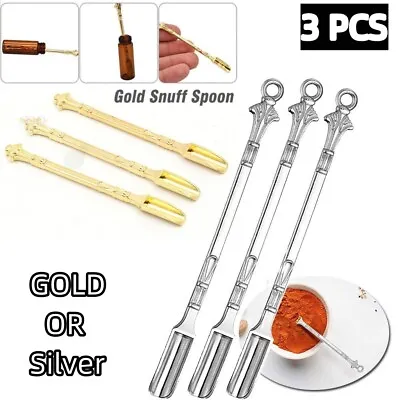 3/6pcs Mini Medicinal Ladle Scoop Mini Spoon Spatula Metal Gold Sliver Spoon • £3.71