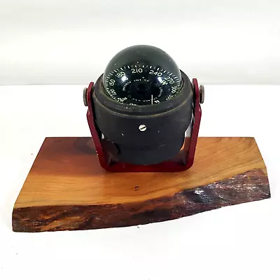 Vintage Airguide Marine Boat Compass Black Swivels Wood Mounted • $23.99