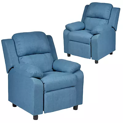 Set Of 2 Erika Navy Blue Adult Recliner Sofa Chair Blue Lounge Couch Armchair Fu • $1129