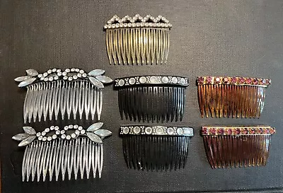 Vintage Hair Combs Sets With 2 Rhinestone And 1 Amethyst And One Standalone • $13