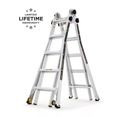 Ladder 22 Ft Reach Aluminum Multi-Position Wheels 375 Lb. Load Capacity Type IAA • $339