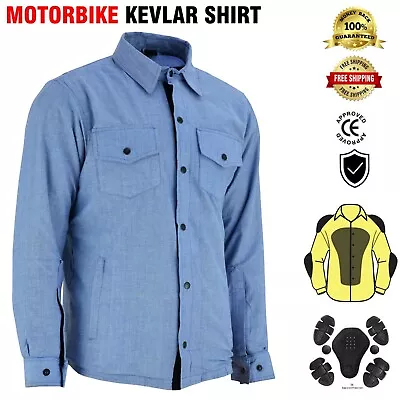 Men Motorbike Racing Jacket Motorcycle Check Shirt Lined With KEVLAR CE Armoured • $67.81