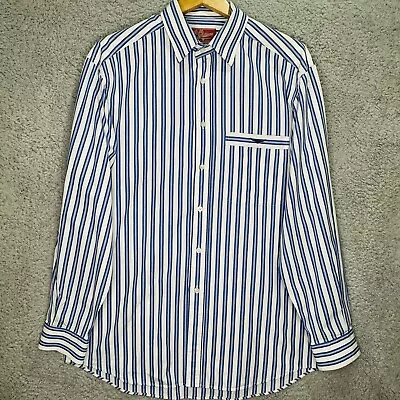 RM. Williams Men's Size M Regular Blue White Stripe Button Up Long Sleeve Shirt. • $44.99