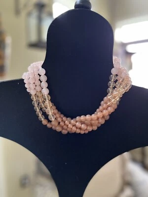$7.99 • Buy Premier Designs Bubble Bath Necklace Blush Colored Pearls 