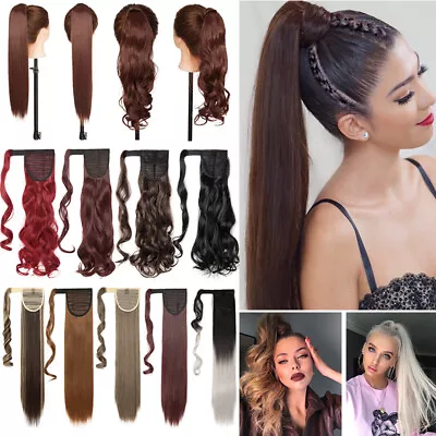 $12.42 • Buy Real As Human Hair Extension Ponytail Wrap Clip In Long One-piece Pony Tail 26 