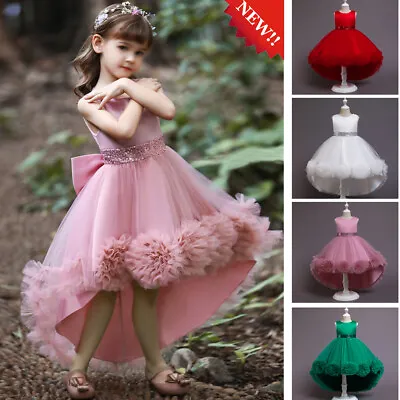 Kids Girls Bridesmaid Dress Baby Flower Bow Princess Party Wedding Tutu Dresses • £14.24