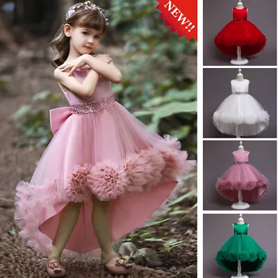 Kids Girls Bridesmaid Dress Baby Flower Bow Princess Party Wedding Tutu Dresses • £14.79