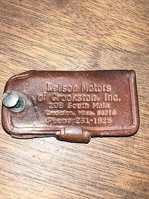 Vintage Leather Key Holder Fob Tag Nelson Motors Crookston MN Pontiac Buick OLDS • $19.99