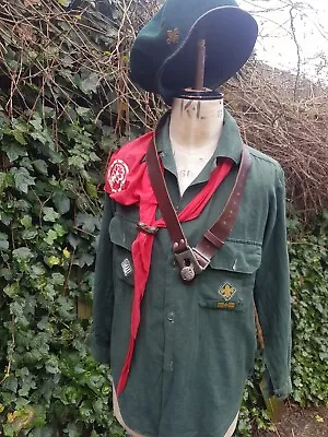 Vintage Scout  Uniform Shirt Beret Belt Neckerchief  • $31.08