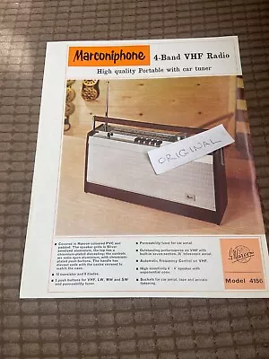 Original Marconiphone 4-Band VHF Radio Advertising Leaflet 1960s - Excellent • $12.45