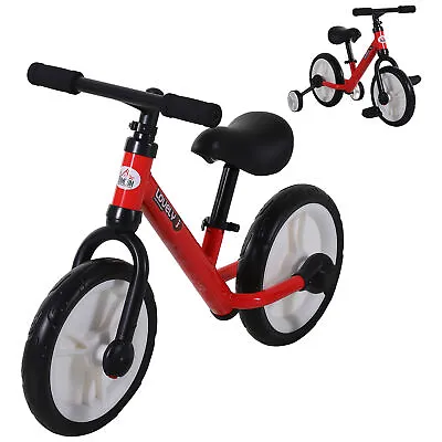 HOMCOM Kids Balance Training Bike Toy W/ Stabilizers For Child 2-5 Years Red • £41.99