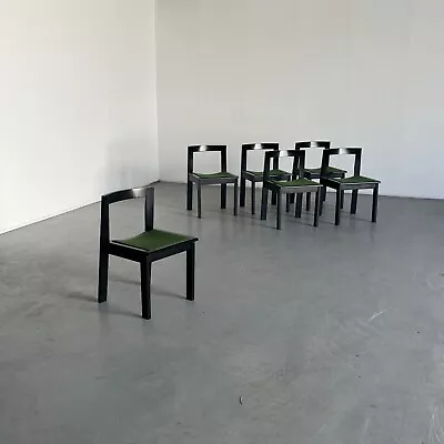 Set Of 6 Italian Mid-Century Modern Constructivist Wooden Dining Chairs 70s • $1440
