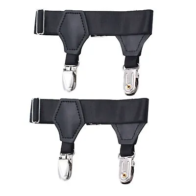 1 Pair Black Sock Garters Adjustable Shirt Suspenders Holder Comfortable Mens US • $10.99