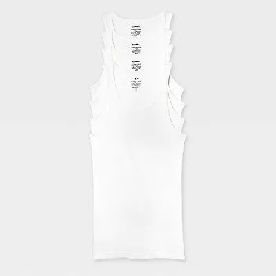 Men's 4pk Ribbed Tank Top - Goodfellow & Co White XXL • $6.99