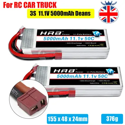 HRB 3S 11.1V LiPo Battery 5000mAh 50C Deans Plug For RC Car Boat Helicopter UK • £66.89