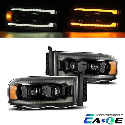 Alpharex Fit 02-05 Ram 1500 Alpha Black Projector LED DRL Headlights Assembly • $374.98