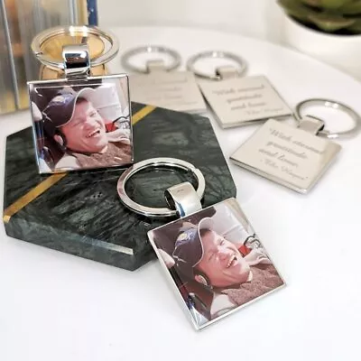 Metal Keyring Personalised  With Photo And Engraving Father's Day Gift • £22