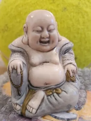 Laughing Buddha Happiness Gate - NIGRI PILSEMALEREI Resin Hand Painted Italian  • £27.08
