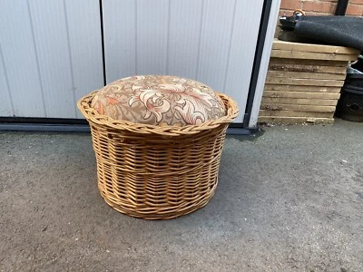 £38 • Buy Rattan Wicker. Round Woven Floor Foot Stool Pouffe Storage Mid Century