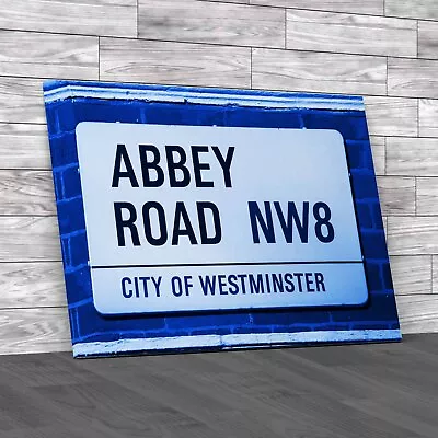 Abbey Road Street Sign Blue Canvas Print Large Picture Wall Art • £14.95