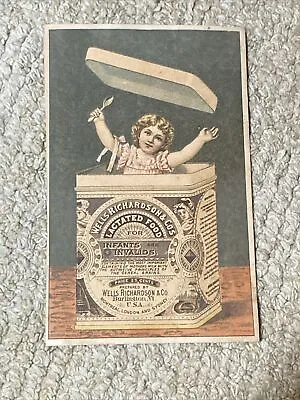 Victorian Trade Card. Wells Richardson Lactated Infant Fod . Burlington VT  Z293 • $4.99