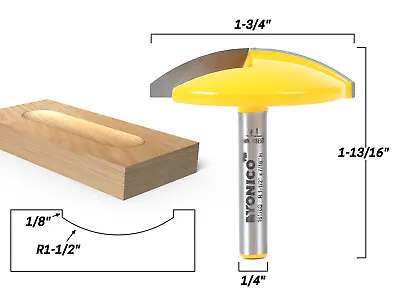 1-1/2  Radius Horizontal Crown Router Bit - 1/4  Shank - Yonico 16170q • $13.95