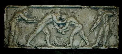 Greek Roman Nude Male Wrestlers Wall Plaque Antique Reproduction  • $59.99