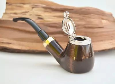 Mr Brog Full Bent Tobacco Smoking Pipe No 21 Old Army Brown Pear Wood Handmade • $31