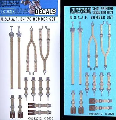 Kits World Decals 1/32 3D SEAT BELT SET For The B-17G FLYING FORTRESS • $8.99